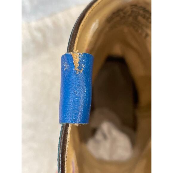 Old West BSY 1840 Cowboy Boots Brown Toe/Heel with Blue Shafts Size 6/7. - Picture 7 of 7